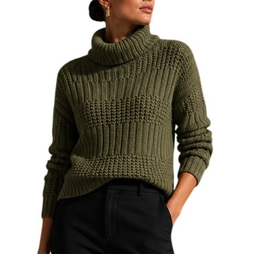 Aeropostale‎ Womens Olive Green Chunky Knit Turtleneck Sweater XS New 9330